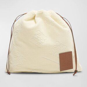 Loewe x Paula's Ibiza DW Pouch in Terry Cotton with Leather Drawstring